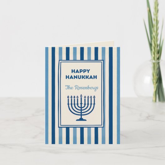 Hanukkah Menorah Stripes Trendy Custom  シーズンカード (正面)