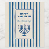 Hanukkah Menorah Stripes Trendy Custom  ワインラベル (シングルラベル)