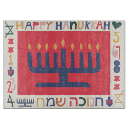 Hanukkah Menorahs and Stars カッティングボード