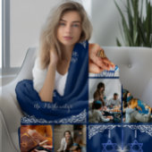 Hanukkah Miracle Navy Blue Beautiful Family Photo シェルパブランケット