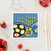 Hanukkah Napkins Personalize "Latkes & Lights" スタンダードカクテルナプキン (インサイチュ)