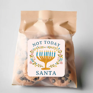 HANUKKAH NOT TODAYサンタおもしろいフローラハンドドロー スクエアシール
