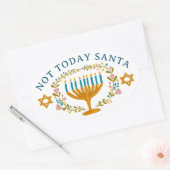 HANUKKAH NOT TODAY SANTA Funny Floral Hand-drawn 楕円形シール (封筒)