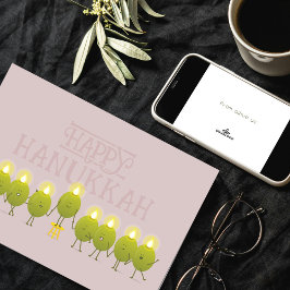 Hanukkah Olive Menorah | Mauve Corporate Logo カード