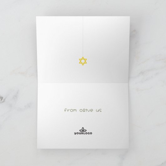 Hanukkah Olive Menorah | Mauve Corporate Logo カード (内部)