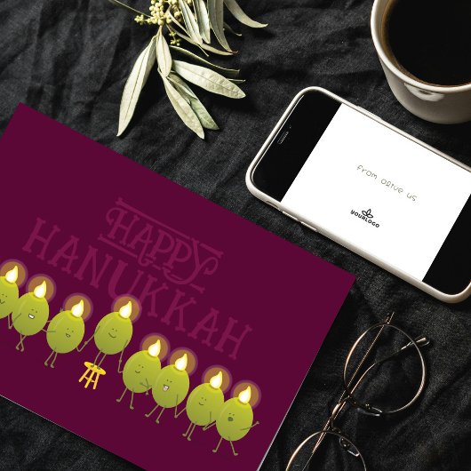 Hanukkah Olive Menorah | Wine Corporate Logo カード