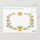 HANUKKAH PARTY Invitation floral wreath CUSTOM ポストカード (裏面)