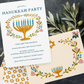 HANUKKAH PARTY Menorah floral wreath CUSTOM 招待状