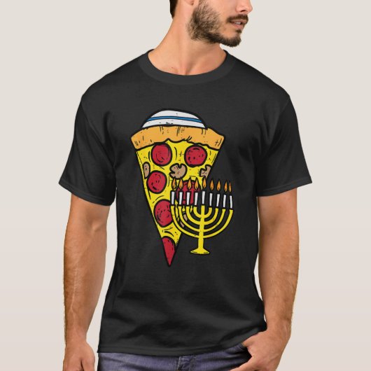 Hanukkah Pizza Funny Food Chanukah Jewish Men Wome Tシャツ (正面)