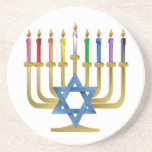Hanukkah Rainbow Candles Gold Menorah コースター<br><div class="desc">You are viewing The Lee Hiller Designs Collection of Home and Office Decor,  Apparel,  Gifts and Collectibles. The Designs include Lee Hiller Photography and Mixed Media Digital Art Collection. You can view her Nature photography at http://HikeOurPlanet.com/ and follow her hiking blog within Hot Springs National Park.</div>
