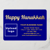 Hanukkah Rectangleにブルービジネスブランド 箔シーズンカード (正面)