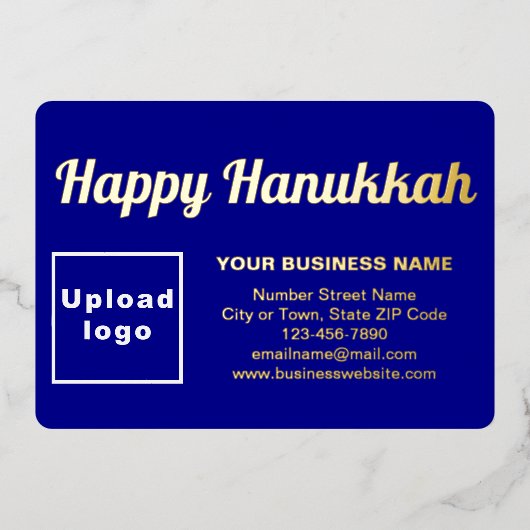 Hanukkah Rectangleにブルービジネスブランド 箔シーズンカード (正面)