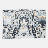 Hanukkah Sameach Glow Kitchen Towels:インフルーズ キッチンタオル (横)