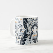 Hanukkah Sameach Glow Mug:Sip in the Spirit of Ce コーヒーマグカップ (正面左)