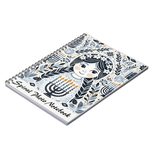 Hanukkah Sameach Radiance Spiral写真 ノートブック (左側)