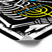 Hanukkah Skeleton Coffee Dreidel Jewish Menorah Ch ポスター (角)