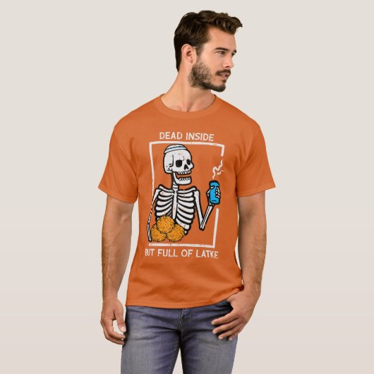 Hanukkah Skeleton Dead Inside Full Latke Chanukah  Tシャツ (正面フル)