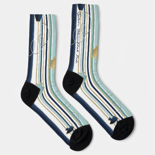 Hanukkah Socks "Blue and Gold Stripes" ソックス (右)