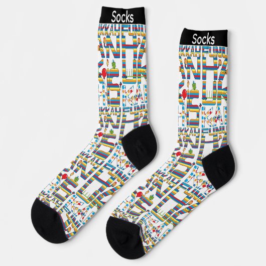 Hanukkah Socks "Happy Hanukkah Funukkah" ソックス (左)