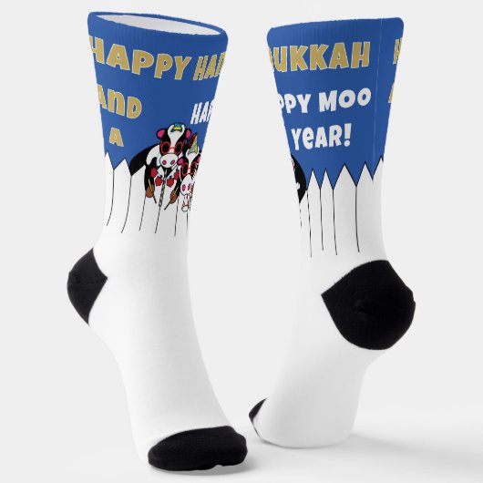 Hanukkah Socks "Happy MOO Year" ソックス (傾斜あり)