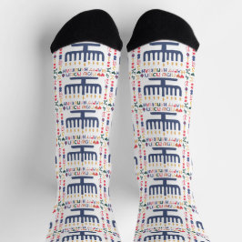 Hanukkah Socks "Menorah Happy" ソックス