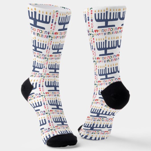 Hanukkah Socks "Menorah Happy" ソックス (傾斜あり)