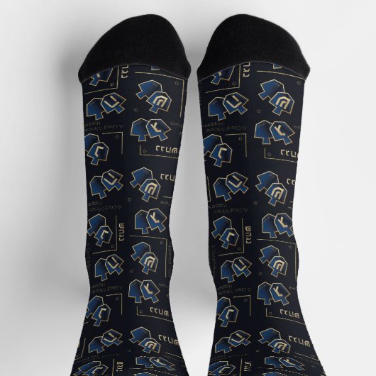Hanukkah Socks "Navy Dreidels" ソックス (上部)