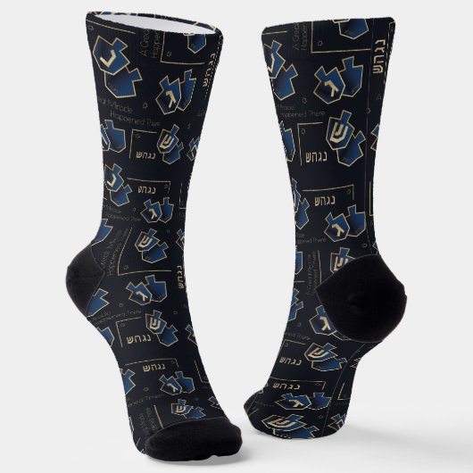 Hanukkah Socks "Navy Dreidels" ソックス (傾斜あり)