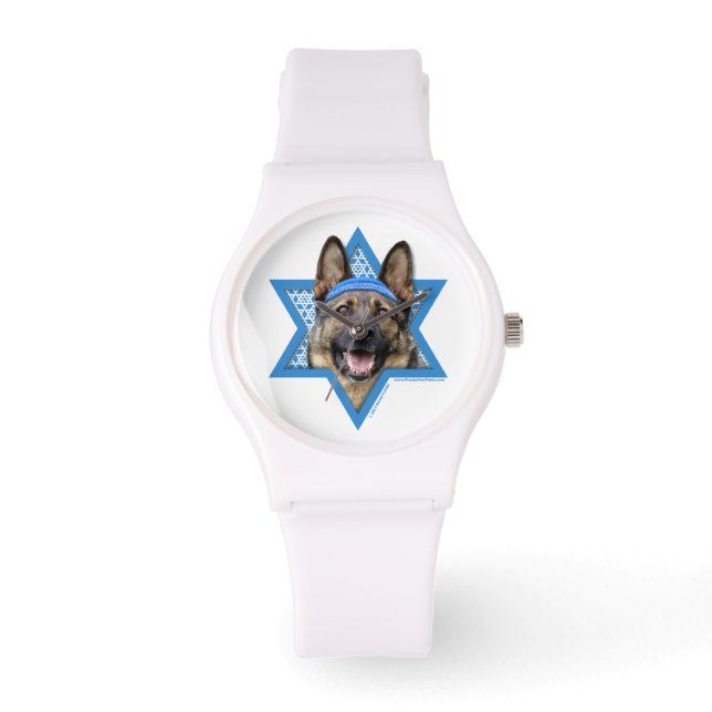Hanukkah Star of David - German Shepherd 腕時計 (正面)
