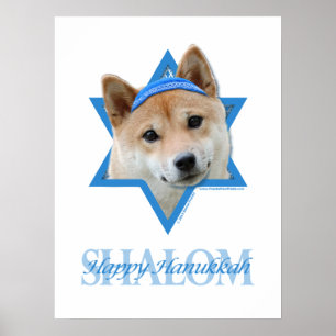 Hanukkah Star of David - Shiba Inu ポスター