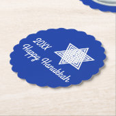 Hanukkah Star of David White on Blue Background Pa ペーパーコースター (アングル)