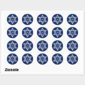 Hanukkah Star of David with Blue with Name ラウンドシール (シート)
