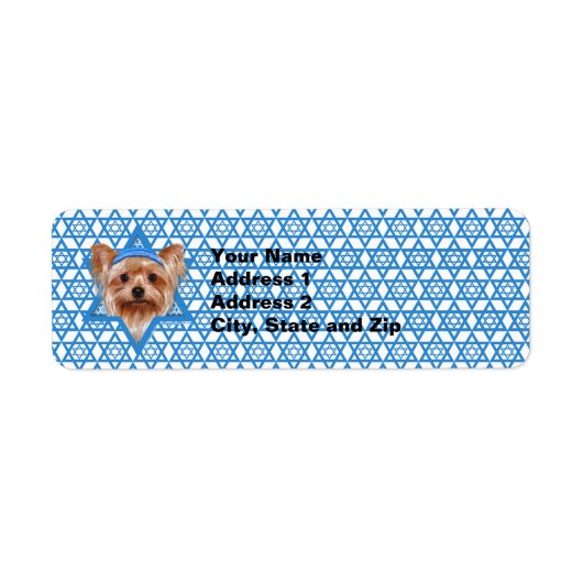 Hanukkah Star of David - Yorkshire Terrier ラベル (正面)