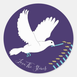 Hanukkah Stickers (1 1/2"/3")"Dove(ユダヤ教)メノラー/金ゴールド ラウンドシール