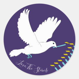 Hanukkah Stickers (1 1/2"/3")"Dove(ユダヤ教)メノラー/黄色" ラウンドシール