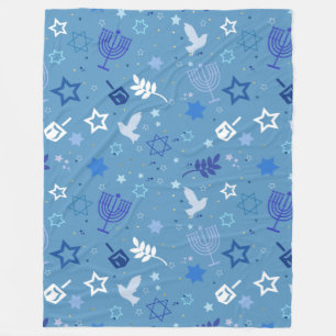 Hanukkah Symbols フリースブランケット