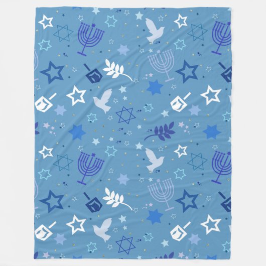 Hanukkah Symbols フリースブランケット (正面)