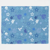 Hanukkah Symbols フリースブランケット (正面(横))