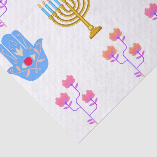 Hanukkah tissue Paper – Menorah, Hamsa, Dove 薄葉紙 (詳細)
