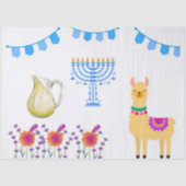 Hanukkah Tissue Paper with Vibrant Flowers, Menora 薄葉紙 (正面)