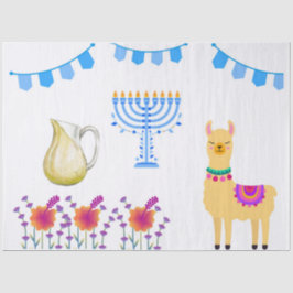 Hanukkah Tissue Paper with Vibrant Flowers, Menora 薄葉紙