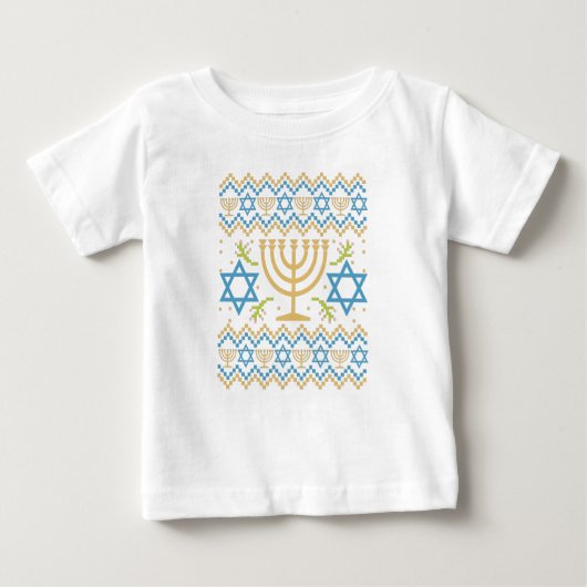 Hanukkah Ugly Sweater Jewish Holiday Gift ベビーTシャツ (正面)