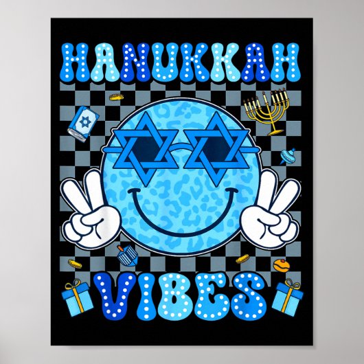 Hanukkah Vibes Chanukah Pajama Happy Hanukkah Men  ポスター (正面)