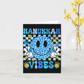 Hanukkah Vibes Groovy Smile Face Jewish Holiday Ch カード (黄色い花)
