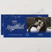 Hanukkah Wishesカスタム年青とシルバーフォト シーズンカード (正面/裏面)