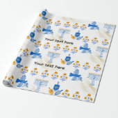 Hanukkah Wrapping Paper – Menorah, Dove, Dreidel ラッピングペーパー (アンロールド)