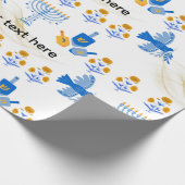 Hanukkah Wrapping Paper – Menorah, Dove, Dreidel ラッピングペーパー (角)