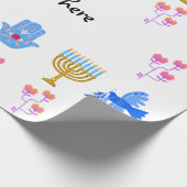 Hanukkah Wrapping Paper – Menorah, Hamsa, Dove ラッピングペーパー (角)