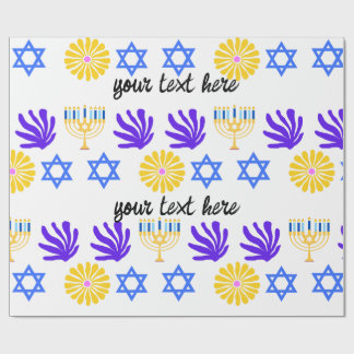 Hanukkah Wrapping Paper – Menorah, Star of David ラッピングペーパー