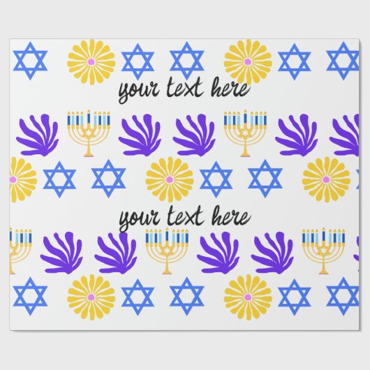 Hanukkah Wrapping Paper – Menorah, Star of David ラッピングペーパー (フラット)